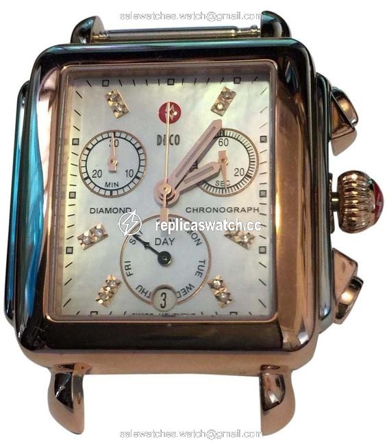 Michele Rose Gold & Silver Signature Deco Two Tone Diamond Dial Mw06p00l4046 Watch Michele Rose Gold & Silver Signature Deco Two Tone Diamond Dial Mw06p00l4046 Watch