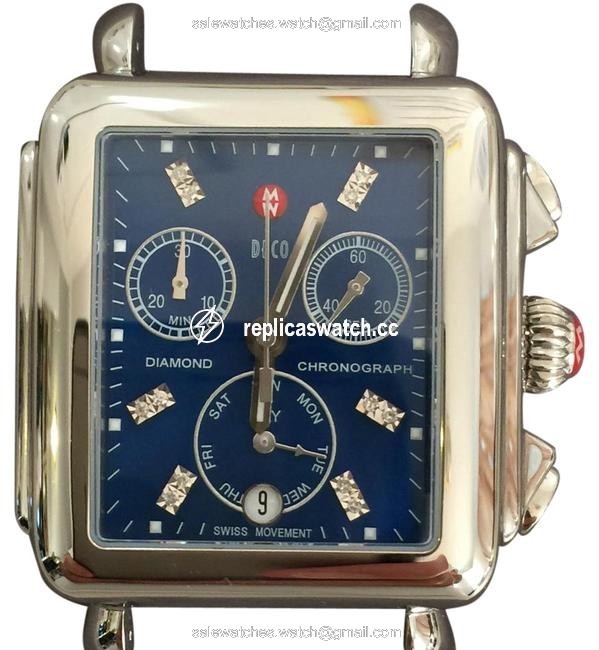 Michele Silver Womens Deco Blue Mop Diamond Face Mw06p00a0956 Watch Michele Silver Womens Deco Blue Mop Diamond Face Mw06p00a0956 Watch