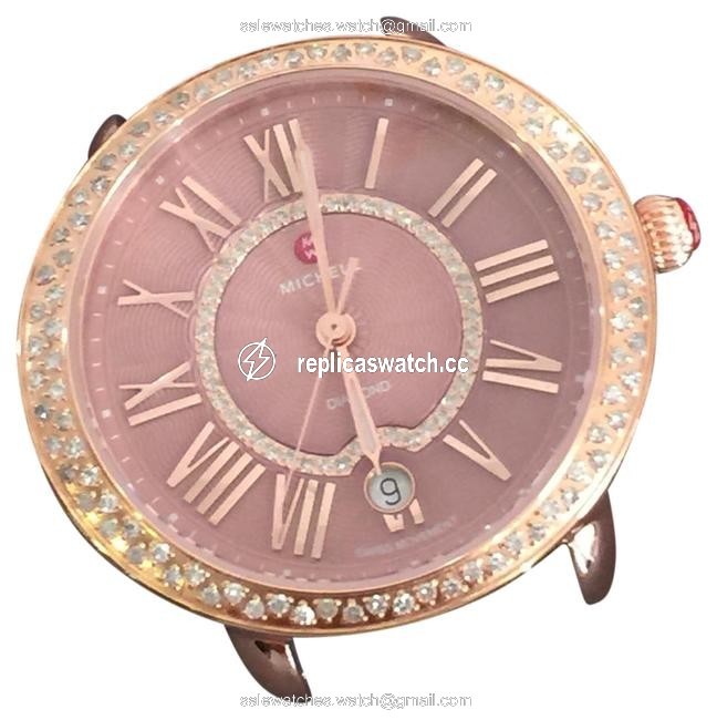 Michele Rose Gold Pink Womens "Serein 16 Diamond" Swiss Face 134 Diamonds Watch Michele Rose Gold Pink Womens "Serein 16 Diamond" Swiss Face 134 Diamonds Watch