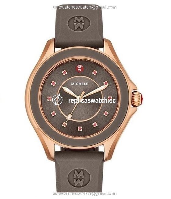 Michele Brown/Rose Gold Mww27a000005 Cape Changeable Silicon Band Watch Michele Brown/Rose Gold Mww27a000005 Cape Changeable Silicon Band Watch