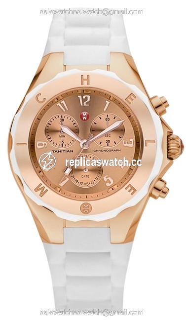 Michele Rose Gold/White Jelly Mww12f000030 Tone Dial Silicon Watch Michele Rose Gold/White Jelly Mww12f000030 Tone Dial Silicon Watch