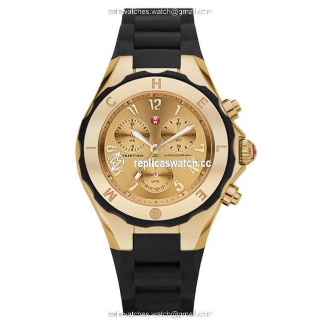 Michele Black/Gold Mww12f000034 Plated Silicon New Watch Michele Black/Gold Mww12f000034 Plated Silicon New Watch