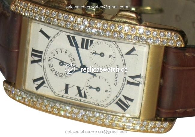 Cartier Tank Americaine American Chronograph 18k Solid Gold Diamond Watch Cartier Tank Americaine American Chronograph 18k Solid Gold Diamond Watch
