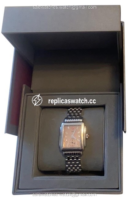 Michele Silver and Rose Gold Pave Bracelet Watch Michele Silver and Rose Gold Pave Bracelet Watch