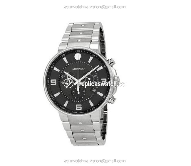 Movado Silver Se Pilot Black Dial Stainless Steel Chronograph Mens Watch Movado Silver Se Pilot Black Dial Stainless Steel Chronograph Mens Watch