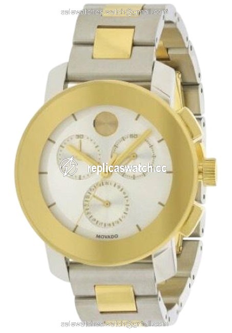 Movado Bold Chronograph Silver Sunray Dial Two- Tone Unisex Watch Movado Bold Chronograph Silver Sunray Dial Two- Tone Unisex Watch