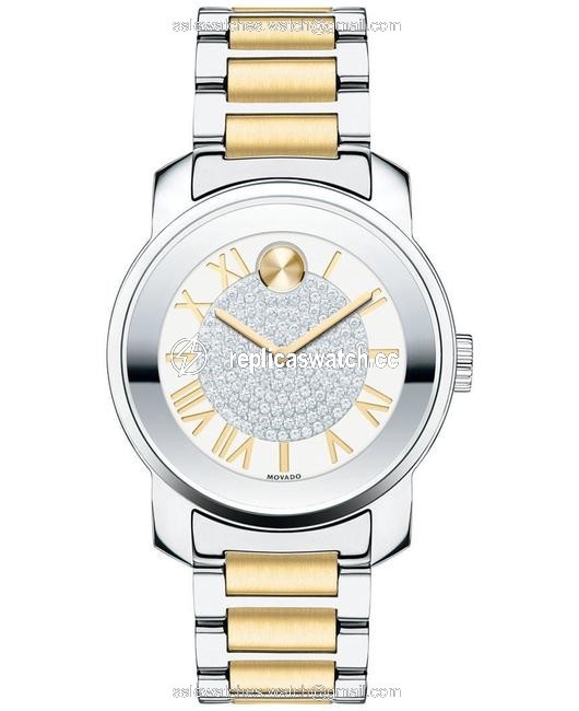 Movado Two Tone Bold Stainless Pave Crystal Womens 3600256 Watch Movado Two Tone Bold Stainless Pave Crystal Womens 3600256 Watch