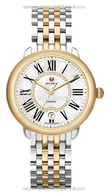 Michele Two-tone Serein Mother Of Pearl Dial Ladies Mww21b000015 Watch Michele Two-tone Serein Mother Of Pearl Dial Ladies Mww21b000015 Watch