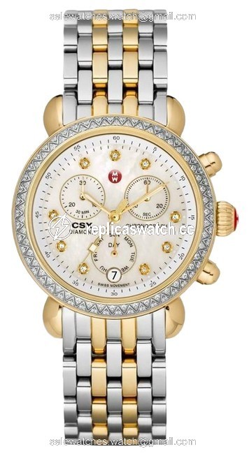Michele Silver Gold Two Tone Csx 36 Stainless Mother Of Pearl Diamond Dial Mww03m000158 Watch Michele Silver Gold Two Tone Csx 36 Stainless Mother Of Pearl Diamond Dial Mww03m000158 Watch