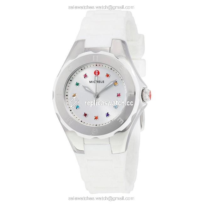 Michele White Jelly Petite Tahitian Bean Topaz Silver Watch Michele White Jelly Petite Tahitian Bean Topaz Silver Watch