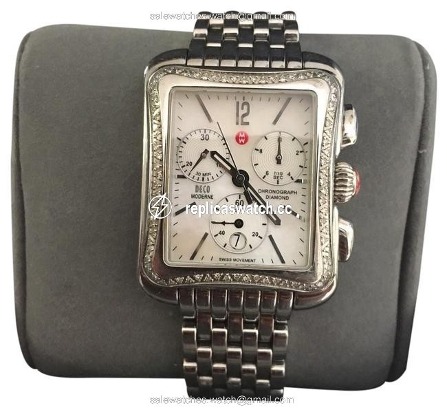 Michele Stainless Steel Diamond Deco Watch Michele Stainless Steel Diamond Deco Watch