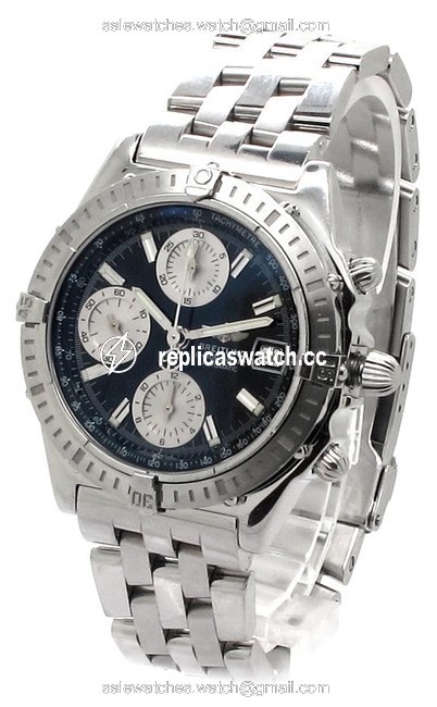 Breitling Silver Black Stainless Steel Chronomat Dial Mens Chornogrpah Watch Breitling Silver Black Stainless Steel Chronomat Dial Mens Chornogrpah Watch