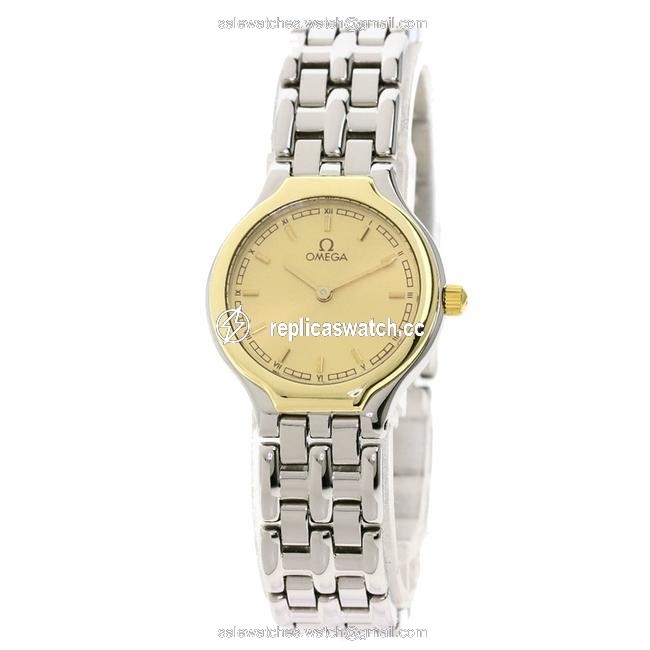 Omega Champagne Gold Tone Stainless Steel De Ville Quartz Womens Wristwatch 23 Mm Watch Omega Champagne Gold Tone Stainless Steel De Ville Quartz Womens Wristwatch 23 Mm Watch