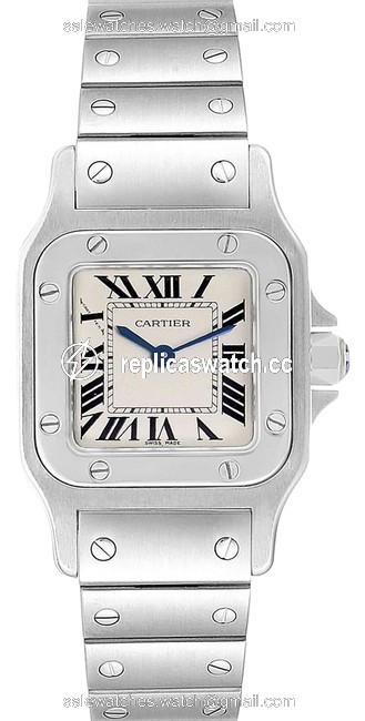 Cartier Silver Santos Galbee Small Steel Dial Quartz W20056d6 Watch Cartier Silver Santos Galbee Small Steel Dial Quartz W20056d6 Watch