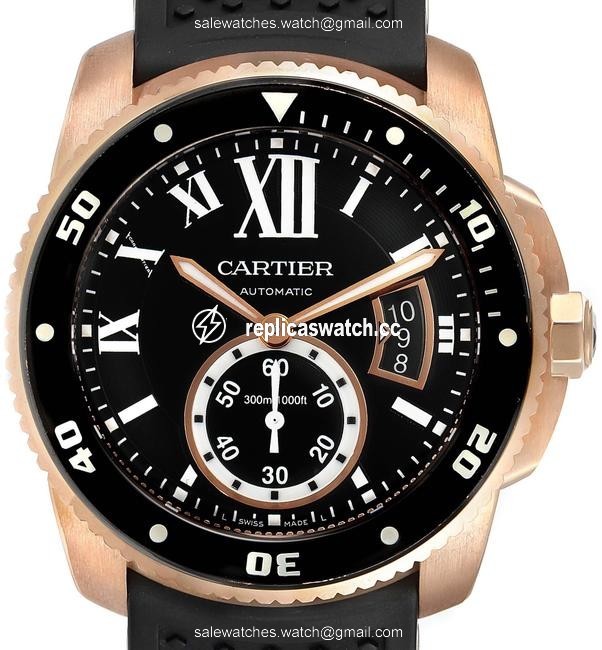 Cartier Black Calibre Rose Gold Dial Mens W7100052 Watch Cartier Black Calibre Rose Gold Dial Mens W7100052 Watch