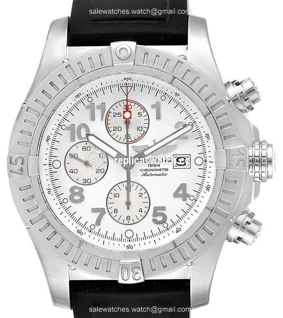 Breitling White Aeromarine Super Avenger Dial Rubber Strap Watch Breitling White Aeromarine Super Avenger Dial Rubber Strap Watch