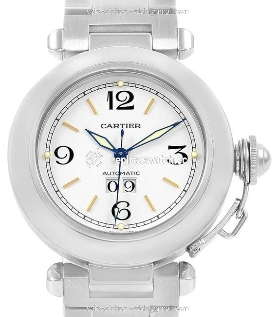 Cartier White Pasha C Midsize Big Date Steel W31044m7 Watch Cartier White Pasha C Midsize Big Date Steel W31044m7 Watch