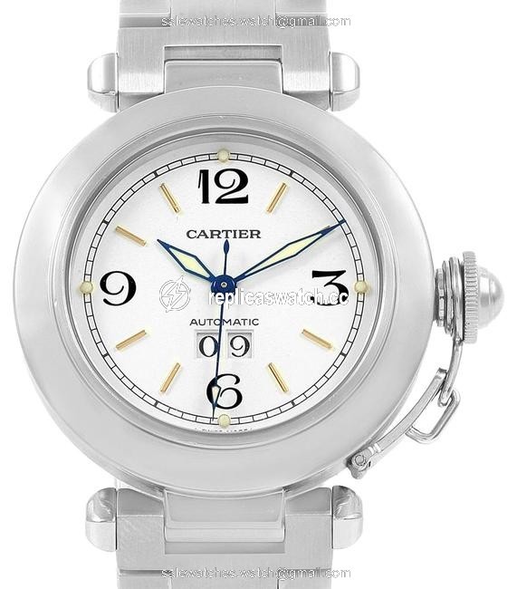 Cartier White Pasha C Midsize 35mm Big Date Stainless Steel W31044m7 Watch Cartier White Pasha C Midsize 35mm Big Date Stainless Steel W31044m7 Watch