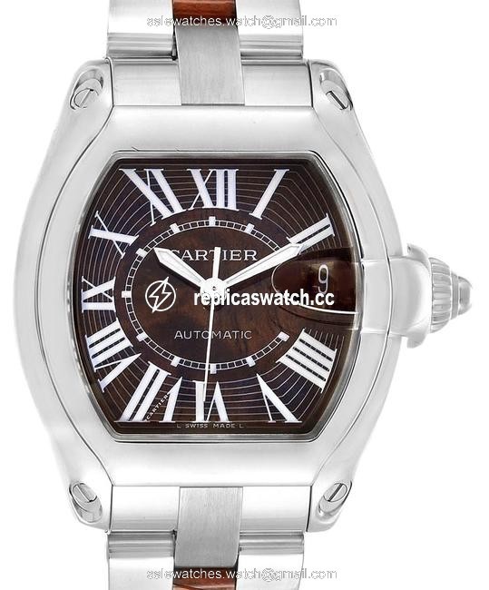 Cartier Walnut Burl Wood XL Roadster White Gold Limited Edition W6206 Watch Cartier Walnut Burl Wood XL Roadster White Gold Limited Edition W6206 Watch
