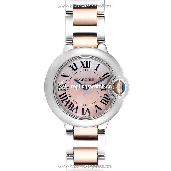 Cartier Pink Mother Of Pearl Box Ballon Bleu Rose Gold Steel Mop Ladies W6920034 Watch Cartier Pink Mother Of Pearl Box Ballon Bleu Rose Gold Steel Mop Ladies W6920034 Watch