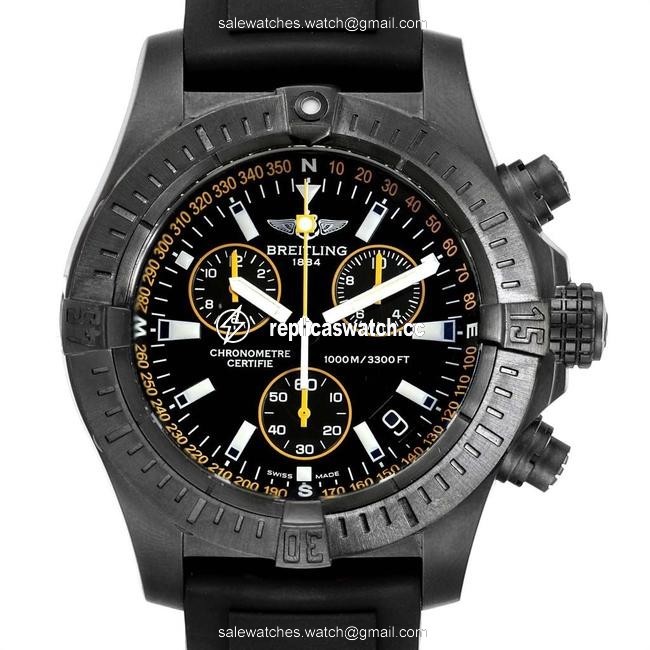 Breitling Black Avenger Seawolf Blacksteel Chrono Yellow Hands M73390 Watch Breitling Black Avenger Seawolf Blacksteel Chrono Yellow Hands M73390 Watch