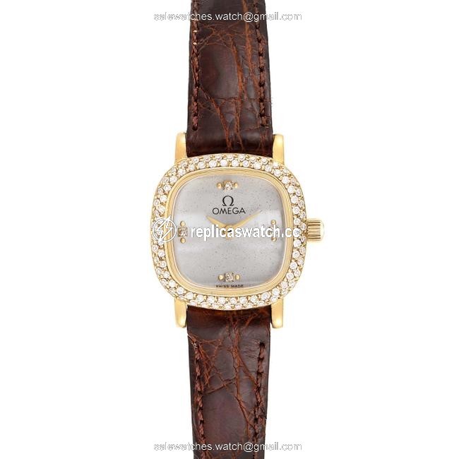 Omega Silver Deville Mini Yellow Gold Diamond Cocktail Ladies 1450 Watch Omega Silver Deville Mini Yellow Gold Diamond Cocktail Ladies 1450 Watch