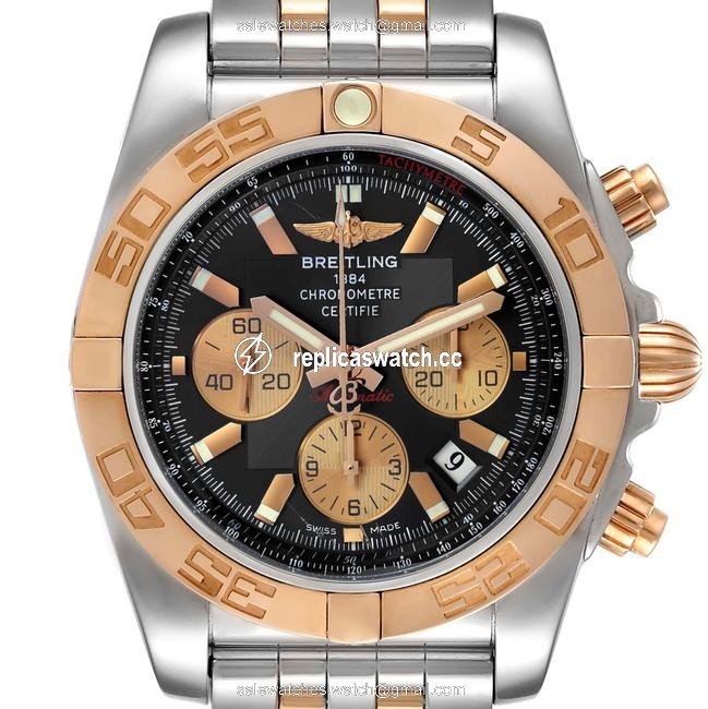 Breitling Metallica Black Chronomat Evolution Steel Rose Gold Mens Cb0110 Watch Breitling Metallica Black Chronomat Evolution Steel Rose Gold Mens Cb0110 Watch