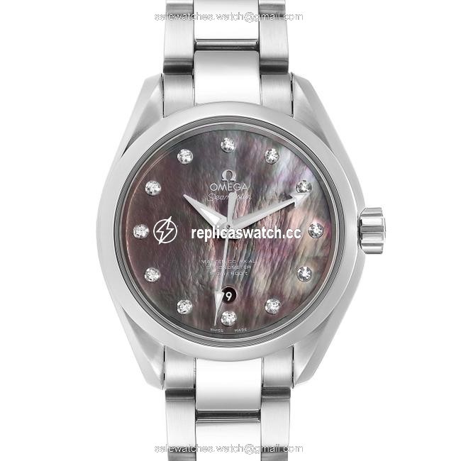 Omega Black Mother-of-pearl Box Aqua Terra 34 Diamond Ladies 231.10.34.20.57.001 Card Watch Omega Black Mother-of-pearl Box Aqua Terra 34 Diamond Ladies 231.10.34.20.57.001 Card Watch