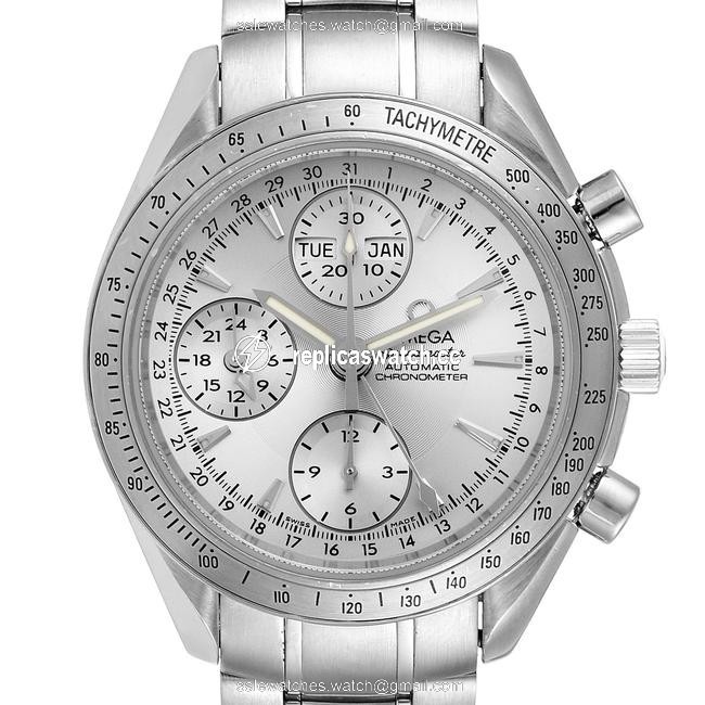 Omega Silver Speedmaster Day Date Chrono Dial 3221.30.00 Card Watch Omega Silver Speedmaster Day Date Chrono Dial 3221.30.00 Card Watch