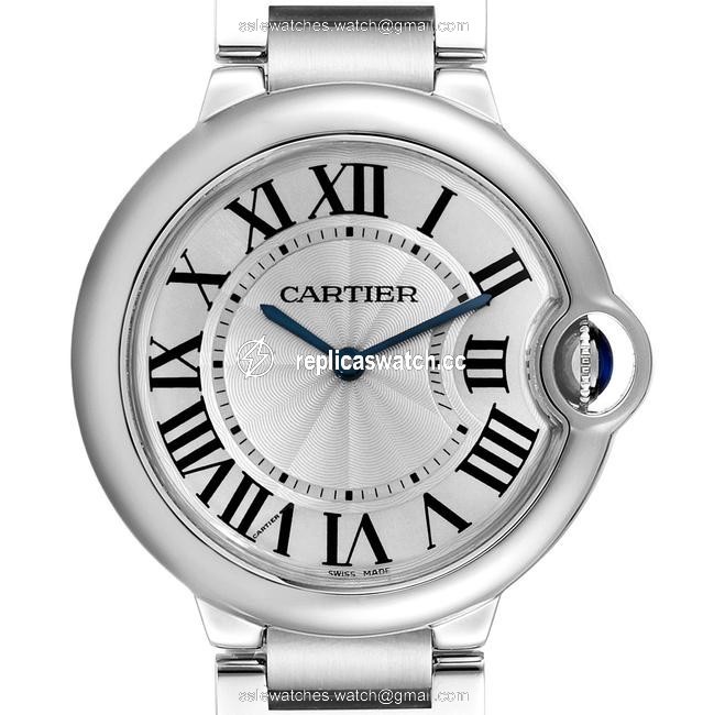 Cartier Silver Ballon Bleu 36 Midsize Guilloche Dial W69011z4 Watch Cartier Silver Ballon Bleu 36 Midsize Guilloche Dial W69011z4 Watch