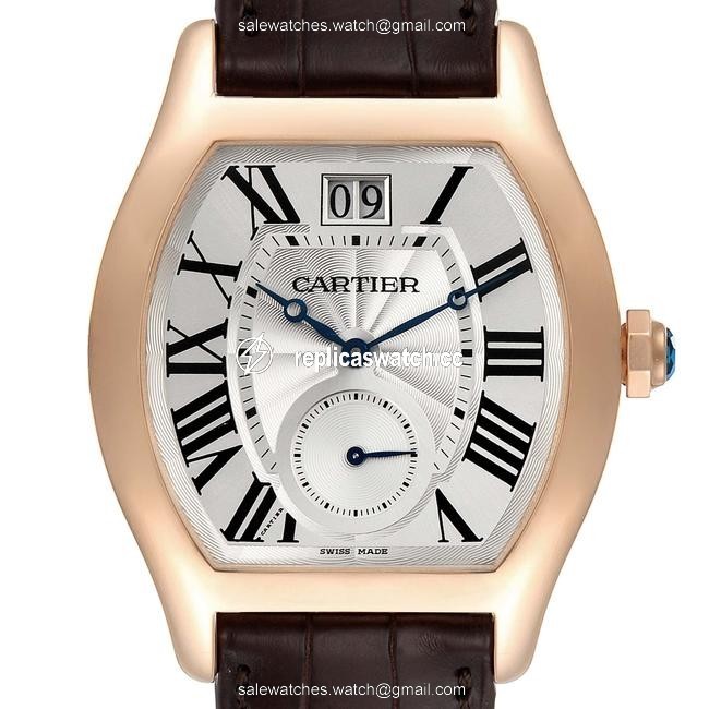 Cartier Silver XL Tortue Flinque Dial 18k Rose Gold Mens W155623 Watch Cartier Silver XL Tortue Flinque Dial 18k Rose Gold Mens W155623 Watch