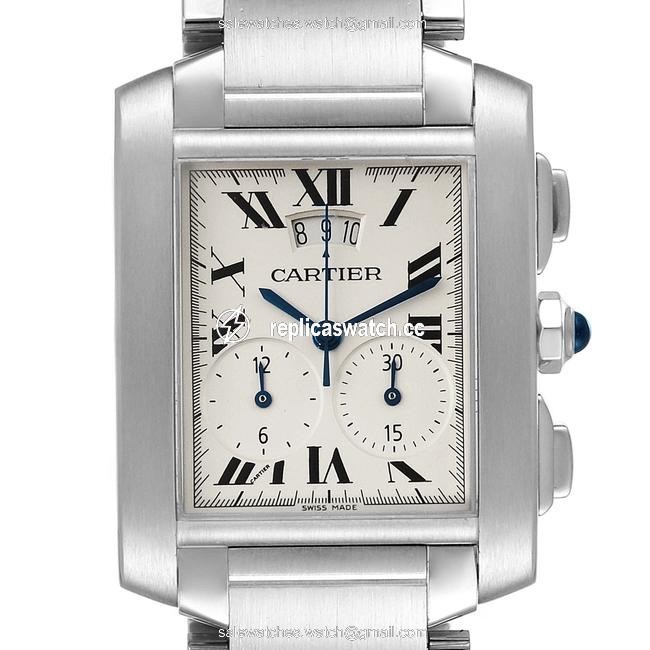 Cartier Silvered Tank Francaise Chrongraph Steel Mens W51024q3 Watch Cartier Silvered Tank Francaise Chrongraph Steel Mens W51024q3 Watch