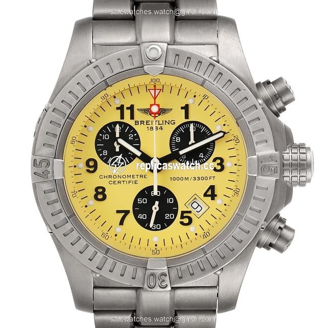 Breitling Yellow Aeromarine Chrono Avenger M1 Dial Titanium Watch Breitling Yellow Aeromarine Chrono Avenger M1 Dial Titanium Watch