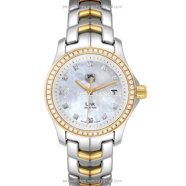TAG Heuer Mother Of Pearl Link Mop Steel Yellow Gold Diamond Ladies Wjf1354 Watch TAG Heuer Mother Of Pearl Link Mop Steel Yellow Gold Diamond Ladies Wjf1354 Watch