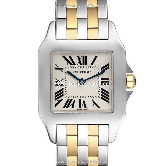 Cartier Silvered Santos Demoiselle Steel 18k Yellow Gold Midsize W25067z6 Watch Cartier Silvered Santos Demoiselle Steel 18k Yellow Gold Midsize W25067z6 Watch