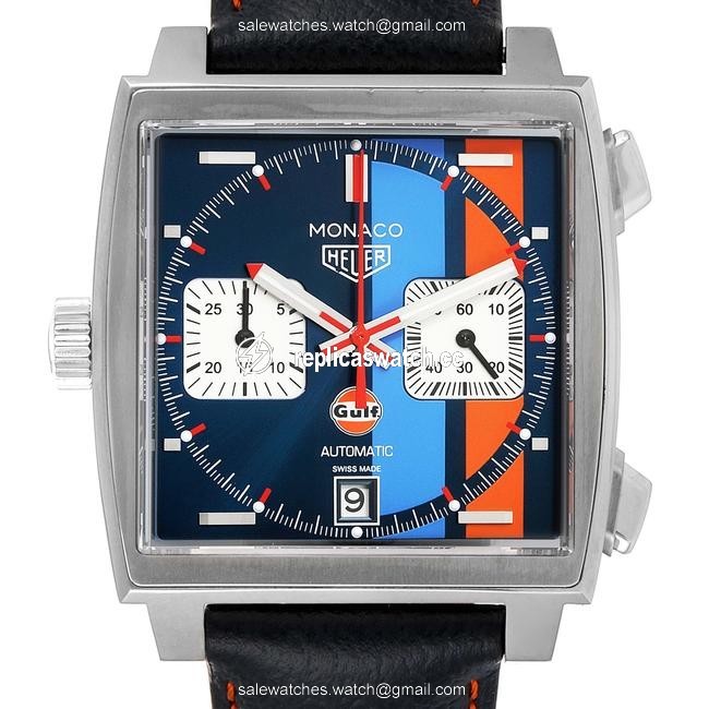 TAG Heuer Navy Blue and Orange Box Monaco Gulf 2018 Chronograph Steel Mens Caw211r Watch TAG Heuer Navy Blue and Orange Box Monaco Gulf 2018 Chronograph Steel Mens Caw211r Watch