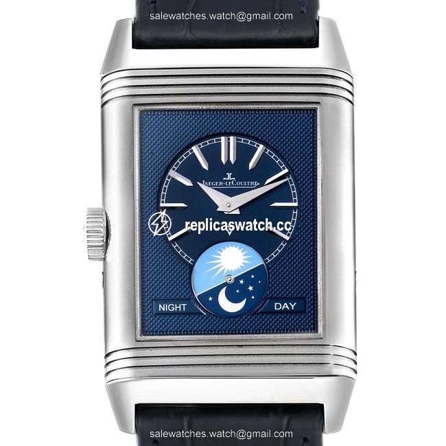 Jaeger-LeCoultre Blue and Silver Reverso Tribute Moon 216.8.d3 Q3958420 Papers Watch Jaeger-LeCoultre Blue and Silver Reverso Tribute Moon 216.8.d3 Q3958420 Papers Watch