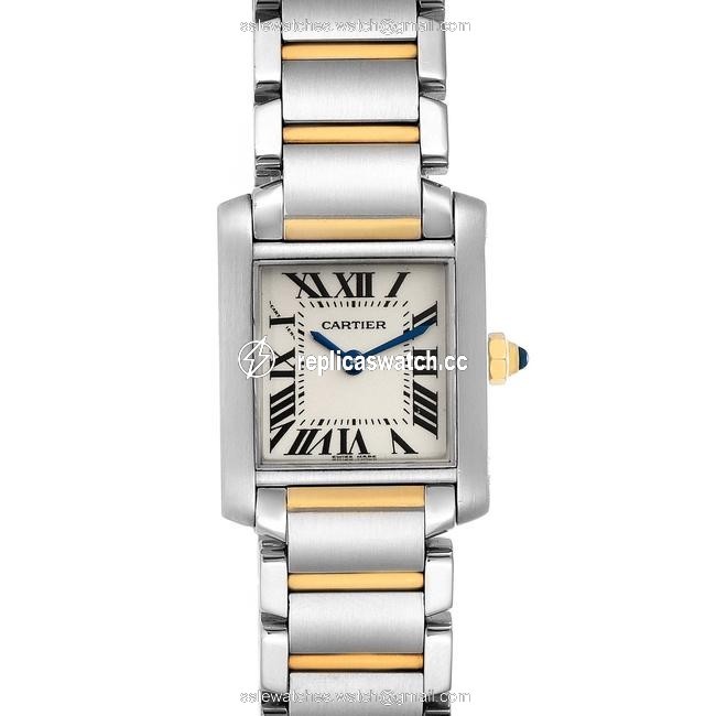 Cartier Silvered Tank Francaise Small Two Tone Ladies W51007q4 Watch Cartier Silvered Tank Francaise Small Two Tone Ladies W51007q4 Watch