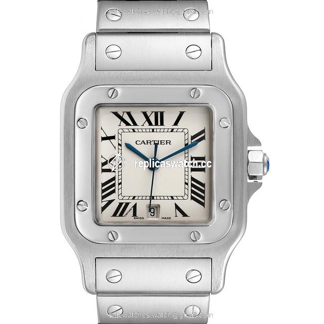 Cartier Silvered Santos Galbee Stainless Steel Mens W20060d6 Watch Cartier Silvered Santos Galbee Stainless Steel Mens W20060d6 Watch