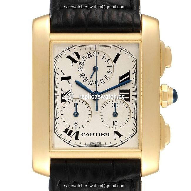 Cartier Silvered Tank Francaise Chronoflex 18k Yellow Gold Mens W5000556 Watch Cartier Silvered Tank Francaise Chronoflex 18k Yellow Gold Mens W5000556 Watch