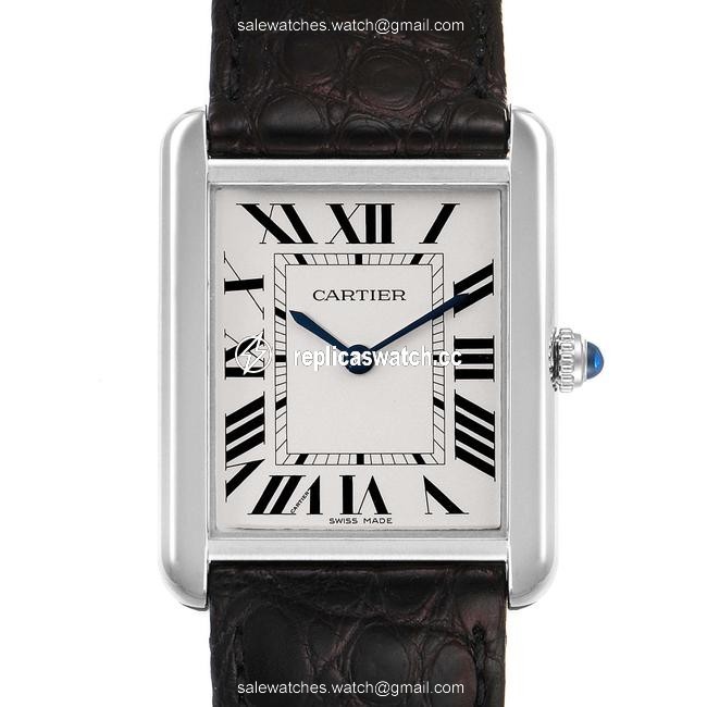 Cartier Silver Tank Solo Steel Dial Black Strap Unisex W1018355 Watch Cartier Silver Tank Solo Steel Dial Black Strap Unisex W1018355 Watch