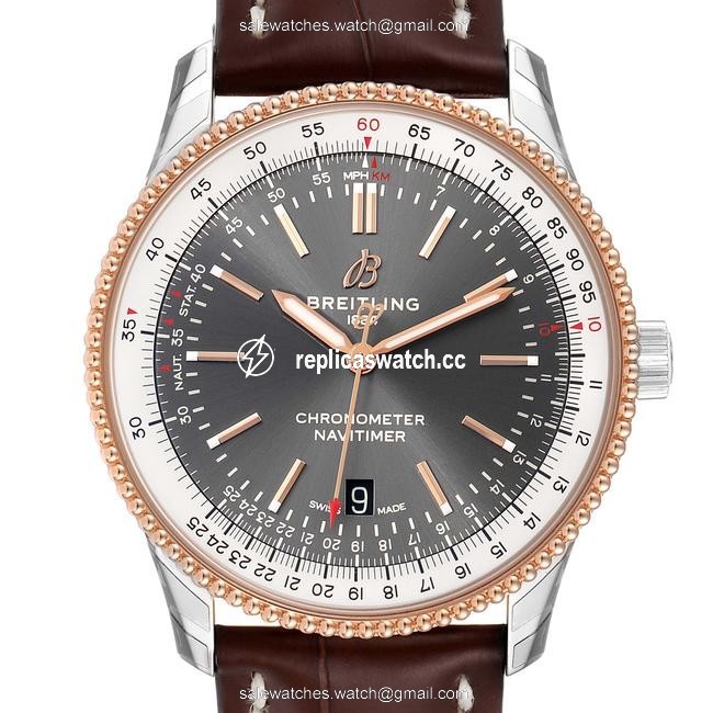 Breitling Gray Navitimer 1 41mm Steel Rose Gold Mens U17326 Unworn Watch Breitling Gray Navitimer 1 41mm Steel Rose Gold Mens U17326 Unworn Watch