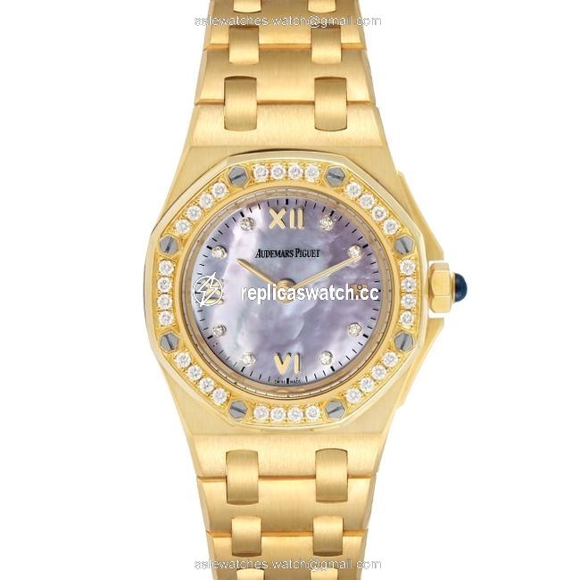 Audemars Piguet Mother Of Pearl Royal Oak Offshore Yellow Gold Diamond 67151ba Watch Audemars Piguet Mother Of Pearl Royal Oak Offshore Yellow Gold Diamond 67151ba Watch