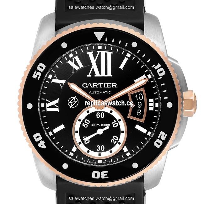 Cartier Black Box Calibre Diver Steel Rose Gold Mens W7100055 Papers Watch Cartier Black Box Calibre Diver Steel Rose Gold Mens W7100055 Papers Watch