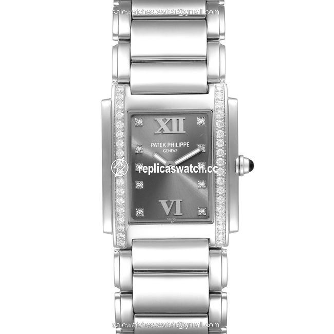 Patek Philippe Gray Twenty-4 Diamond Dial Steel Ladies 4910 Watch Patek Philippe Gray Twenty-4 Diamond Dial Steel Ladies 4910 Watch