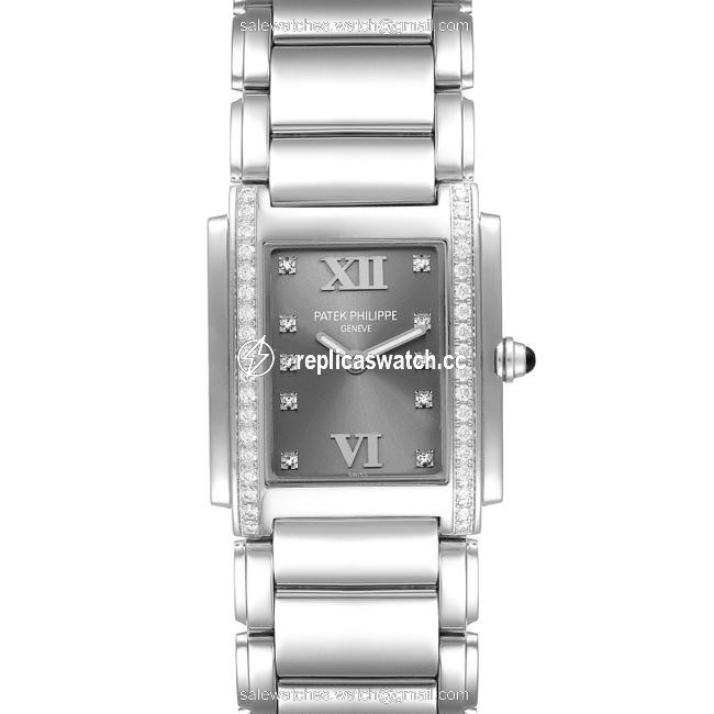 Patek Philippe Gray Twenty-4 Diamond Dial Steel Ladies 4910 Watch Patek Philippe Gray Twenty-4 Diamond Dial Steel Ladies 4910 Watch