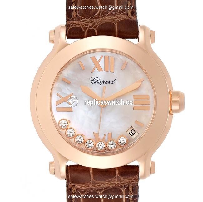 Chopard Mother Of Pearl Happy Sport 7 Floating Diamond Rose Gold Ladies 7471 Watch Chopard Mother Of Pearl Happy Sport 7 Floating Diamond Rose Gold Ladies 7471 Watch