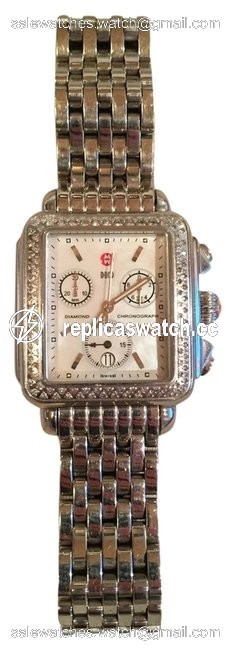 Michele Stainless Diamond Deco with Bracelet Band Watch Michele Stainless Diamond Deco with Bracelet Band Watch