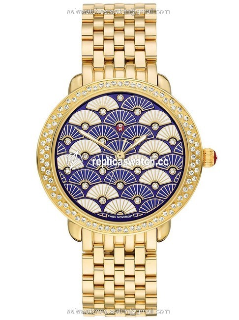 Michele Gold Serein Mid Stainless Blue Fan Diamond Mww21b000102 Watch Michele Gold Serein Mid Stainless Blue Fan Diamond Mww21b000102 Watch