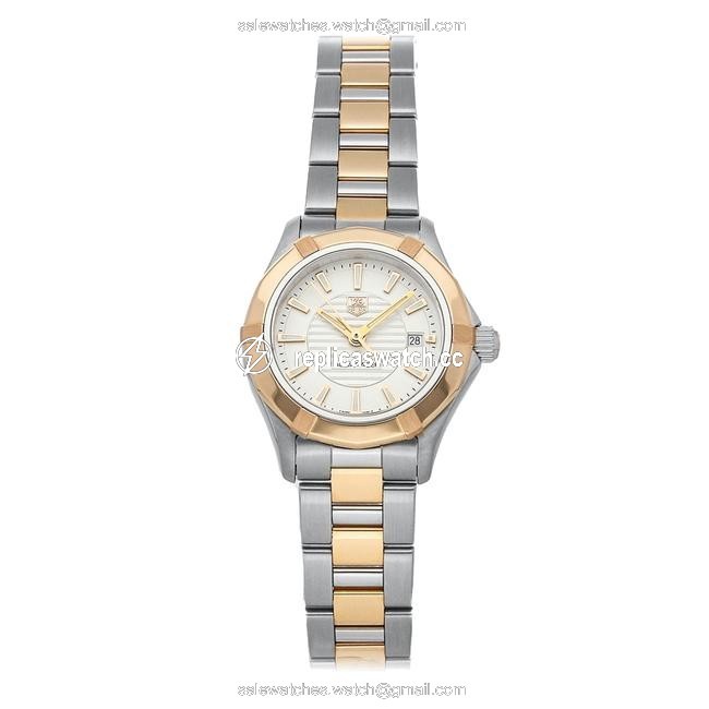 TAG Heuer Silver 18k Rose Gold and Stainless Steel Aquaracer Wap1450.bd0837 Womens Wristwatch 27 Mm Watch TAG Heuer Silver 18k Rose Gold and Stainless Steel Aquaracer Wap1450.bd0837 Womens Wristwatch 27 Mm Watch